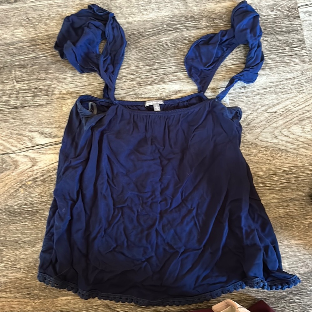 Y2K CHARLOTTE RUSSE blue Crop ruffle strap Tank Midriff Baring Grunge